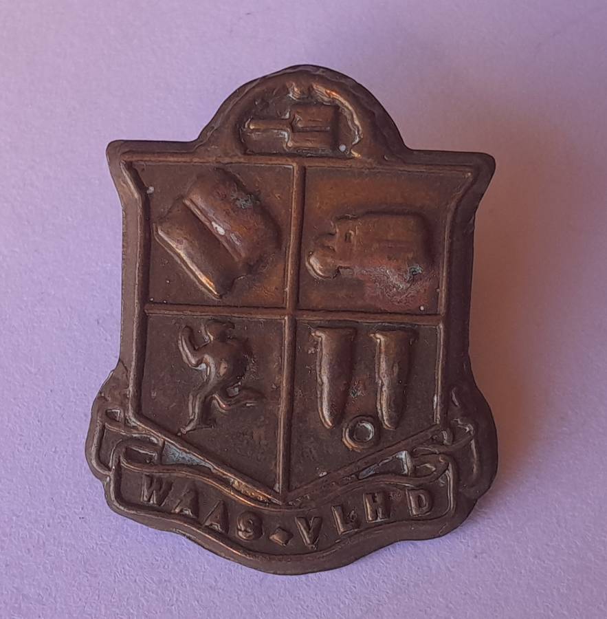 WW2 SA Woman's Auxiliary Service Badge & 2 Titles.  All Lugs Intact.