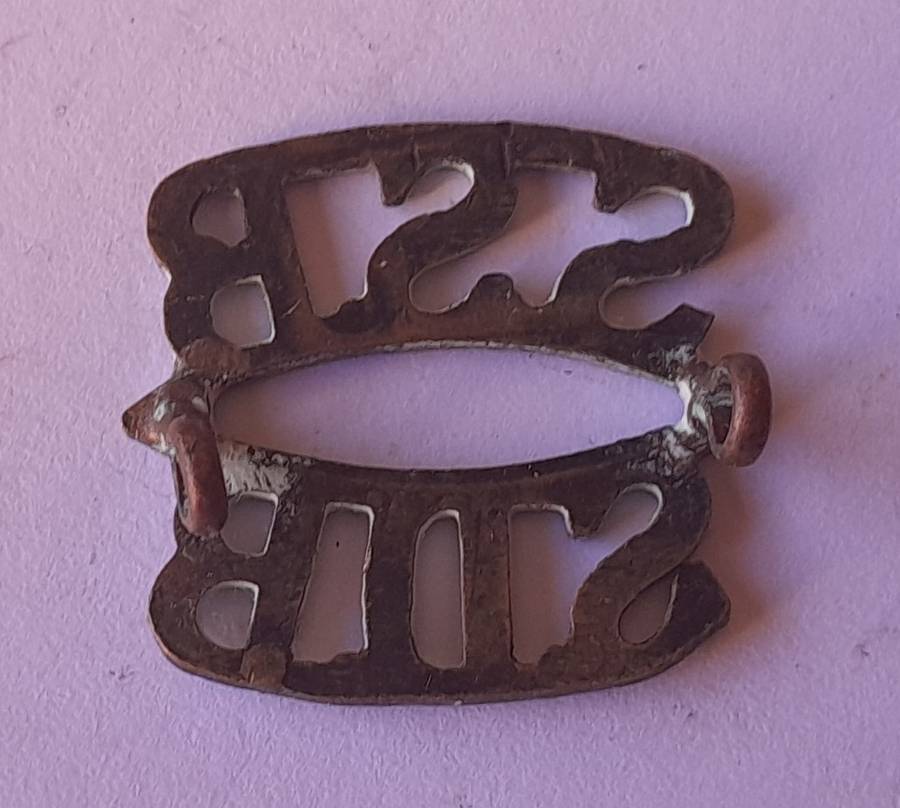 Early SA Army Special Service Battalion Brass Shoulder Title.  Lugs Intact.