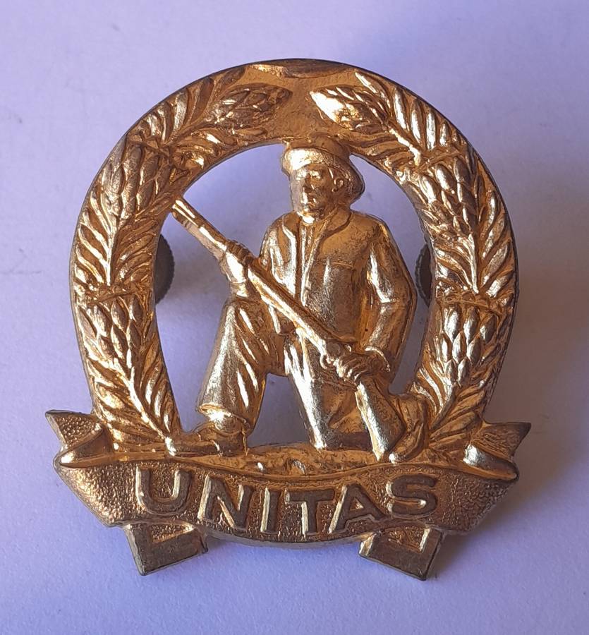 SA Army Commando Badge Set.  Cap & Collars (Facing).  Screw Lugs Intact.