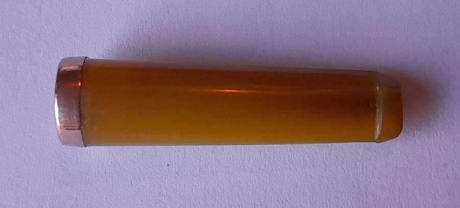 "Reserved" Antique 9ct Gold and Amber Cheroot Holder with Sterling Silver Case. London, 1916.