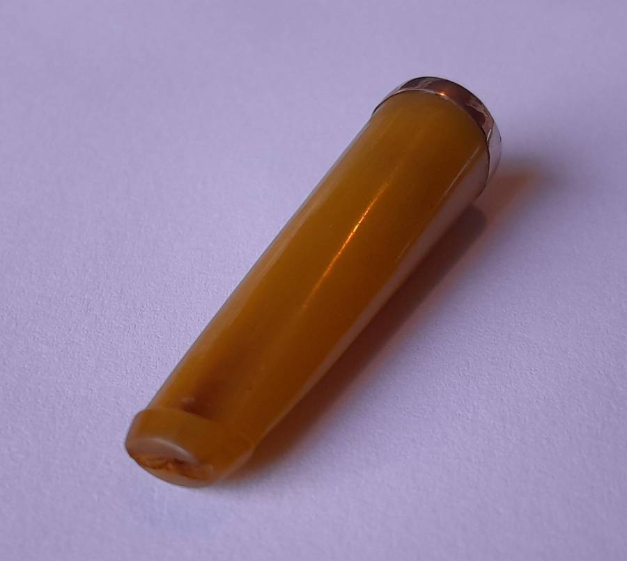 "Reserved" Antique 9ct Gold and Amber Cheroot Holder with Sterling Silver Case. London, 1916.