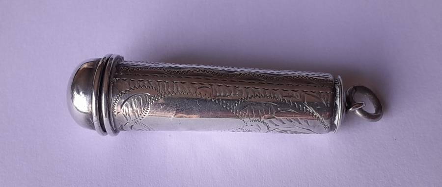 "Reserved" Antique 9ct Gold and Amber Cheroot Holder with Sterling Silver Case. London, 1916.