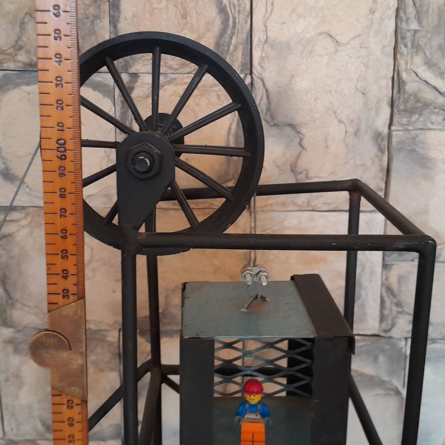 Vintage Large Metal Mineshaft Functional Scale Model.  66 x 56cm.