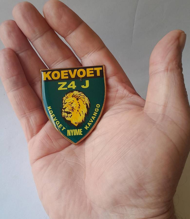 Koevoet Combat Team Zulu 4 Juliet Nyime Metal Flash.  All Pins Intact.