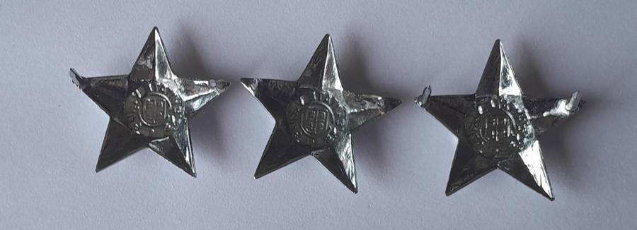 Set of 3 SADF Officers Rank Pips.  Pins Intact.