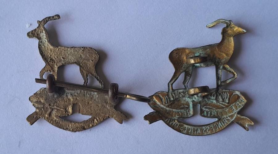 Pair SADF Pretoria Regiment (Princess Alice's Own) Collar Badges.  Lugs Intact.