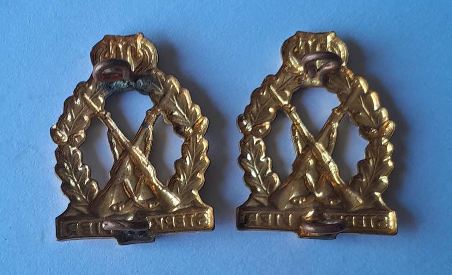 Pair Regiment Tobie Muller Collar Badges.  Lugs Intact.