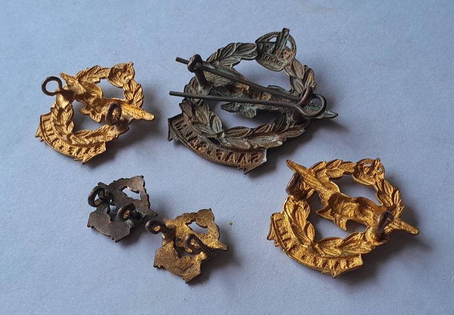 WW2 SA Air Force Badge Group.  Cap, 2 Collars & 2 Lapels.  Lugs Intact.