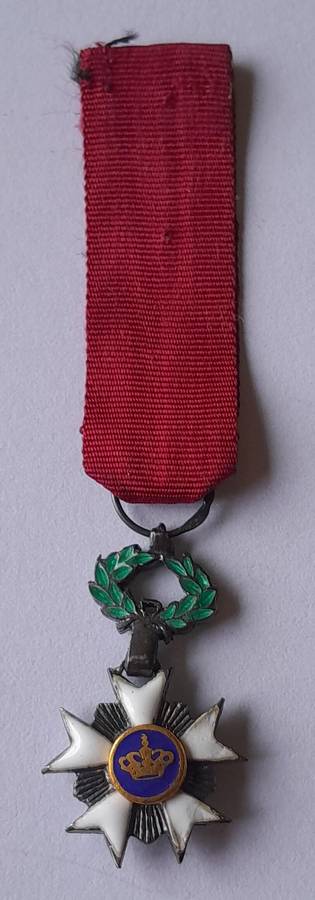 Belgium "Order of the Crown" Knight's Cross Miniature Medal.
