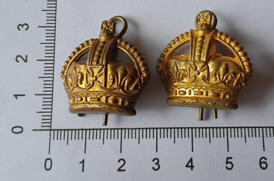 Pair WW2 British Army Gilt Rank Badges.  Lugs Intact.