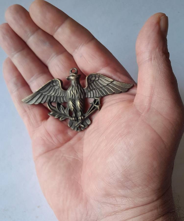 Large Vintage WW2 American Eagle Metal Pendant.