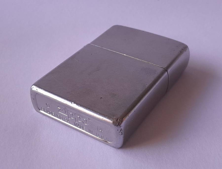 Vintage Zippo Brushed Steel Lighter.