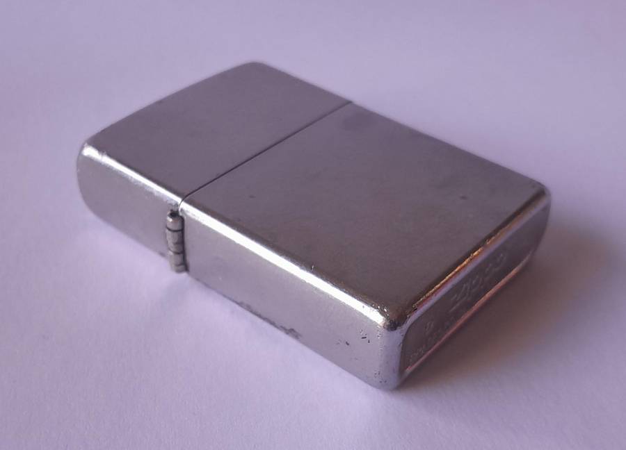 Vintage Zippo Brushed Steel Lighter.
