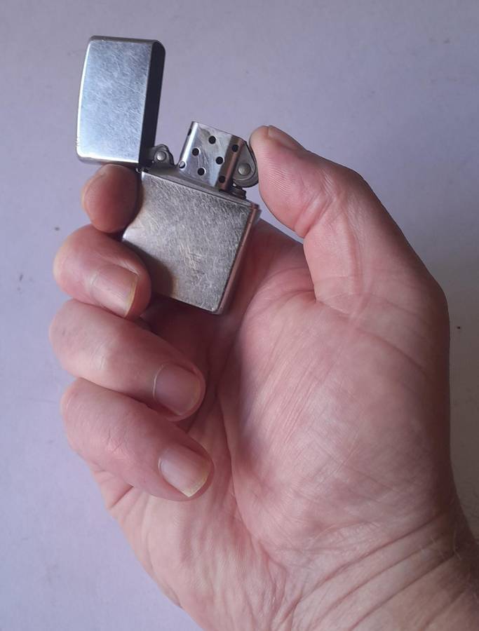 Vintage Zippo Brushed Steel Lighter.
