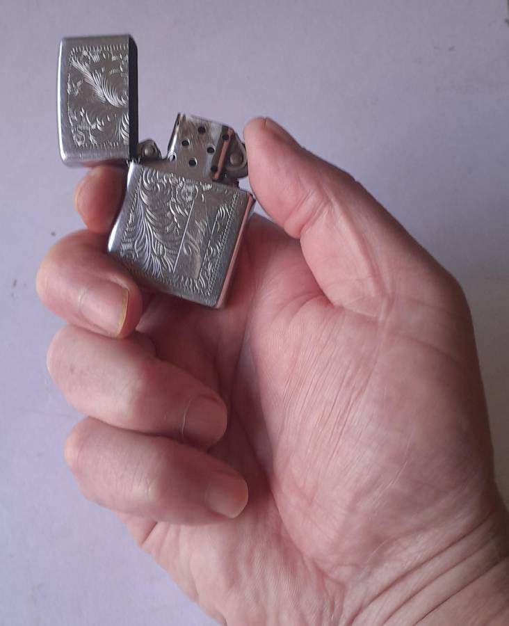 Vintage Zippo Lighter With Engraved Case.