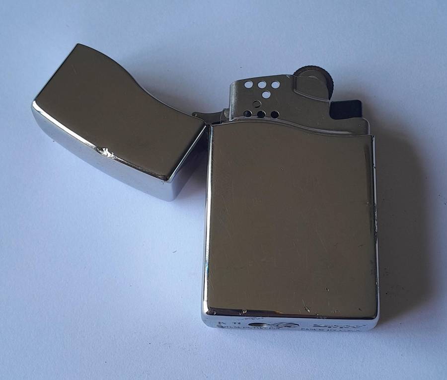 Rare Vintage Zippo Blu2 Polished Chrome Lighter.