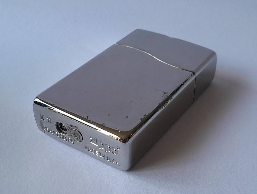 Rare Vintage Zippo Blu2 Polished Chrome Lighter.