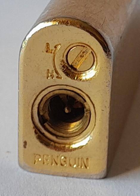 Vintage "Penguin" Goldtone Butane Gas Lighter.