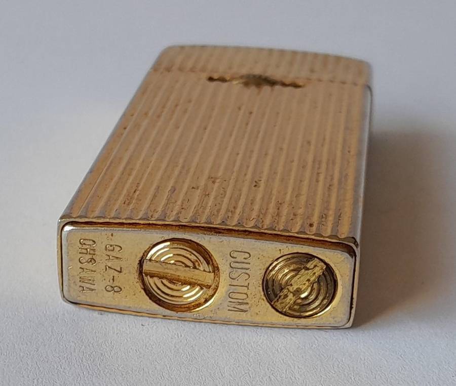 Vintage "Custom" Goldtone Butane Gas Lighter. GAZ-8, Ohsawa.
