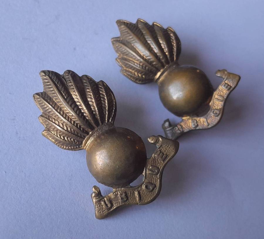 Pair SA Artillery Corps Collar Badges.  Lugs Intact.