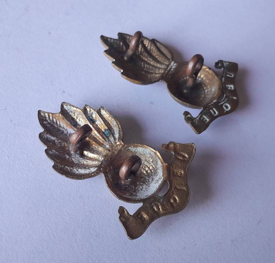 Pair SA Artillery Corps Collar Badges.  Lugs Intact.