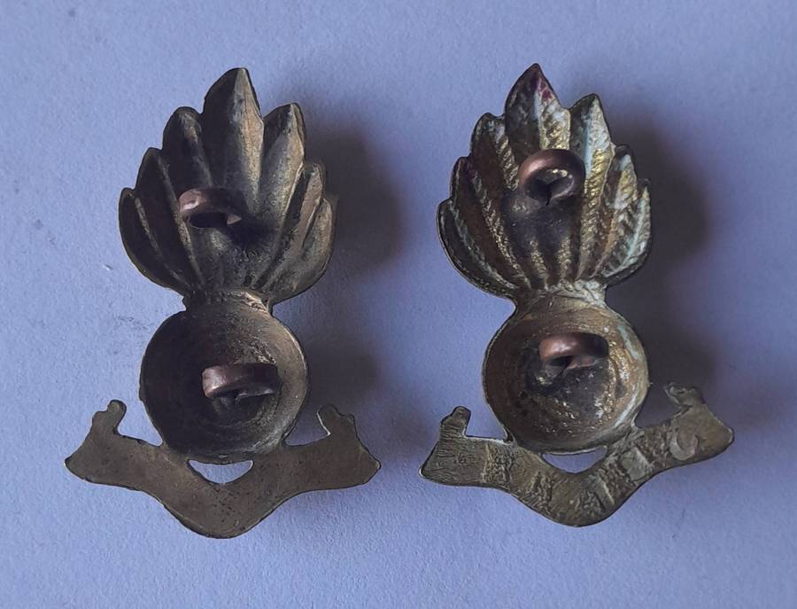 Pair SA Artillery Corps Collar Badges.  Lugs Intact.