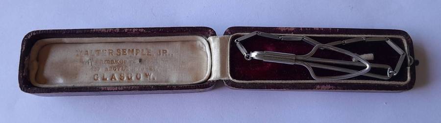 Vintage Tie Slide Clip & Chain in Old Case.