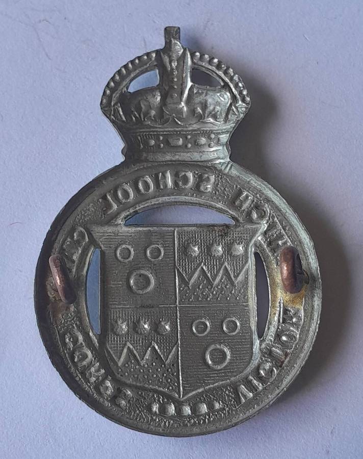 Rare Early Victoria High School Cadet Corps Cap Badge.  Lugs Intact.