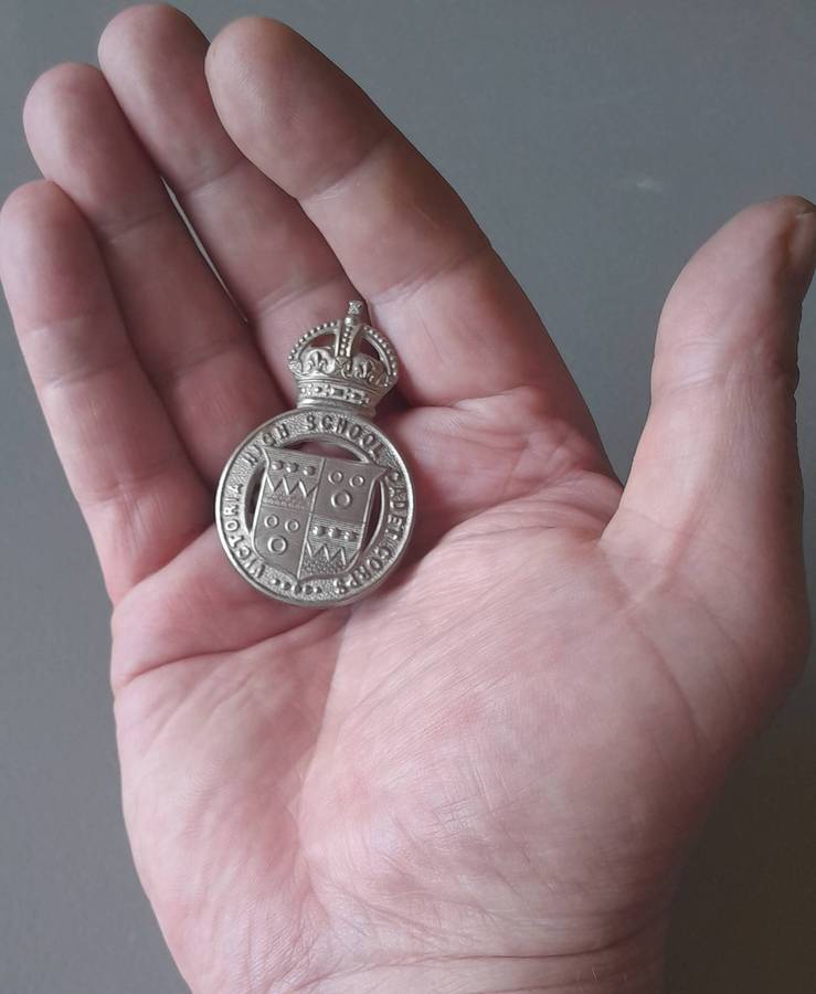 Rare Early Victoria High School Cadet Corps Cap Badge.  Lugs Intact.