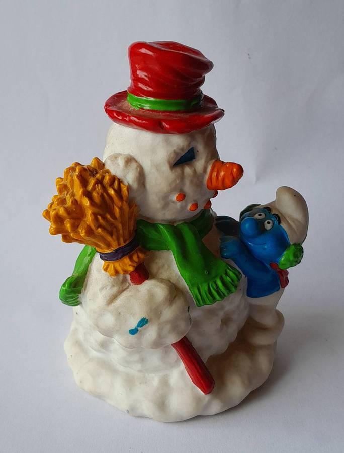 Vintage Smurf with Snowman Vinyl Figurine by Peyo.