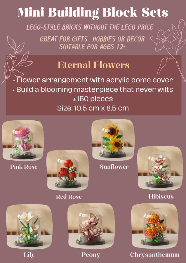 Eternal Hibiscus Building Blocks | With Dome Cover