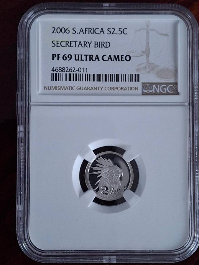 *** SECOND FINEST only 3 coins BETTER ****  PF69 - 2006 Silver 2½ c (Tickey) - SECRETARY BIRD