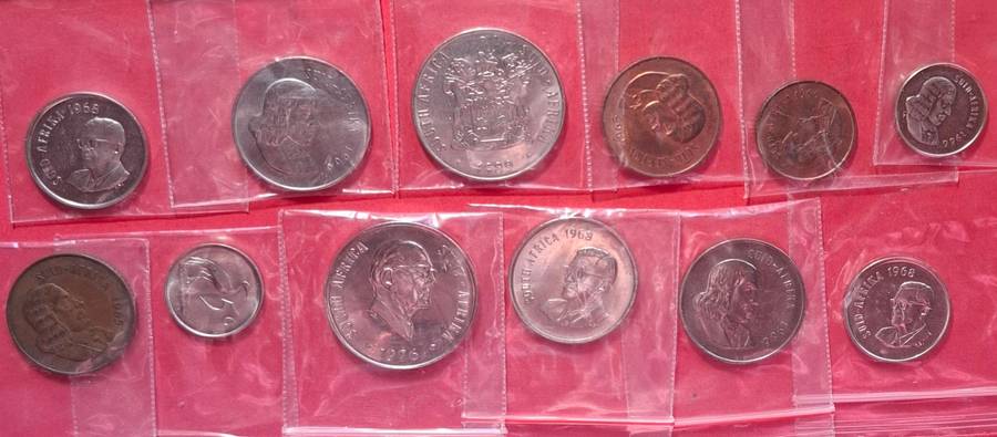 SOUTH AFRICA (Republic) UNC Cent collection 1965-1989 - 12 coins in total!