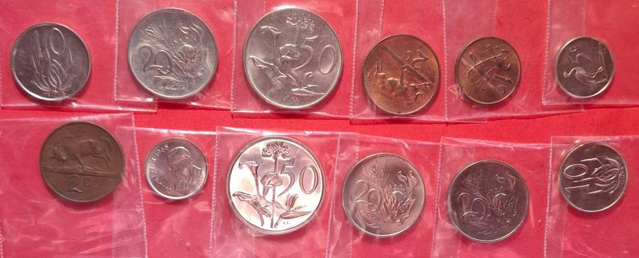 SOUTH AFRICA (Republic) UNC Cent collection 1965-1989 - 12 coins in total!