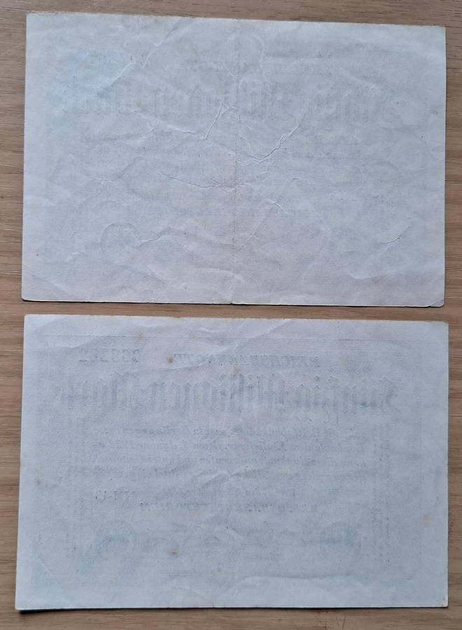 DEUTSCHES REICH Two 50 Millionen Mark 1923 banknotes - Germany - different watermarks