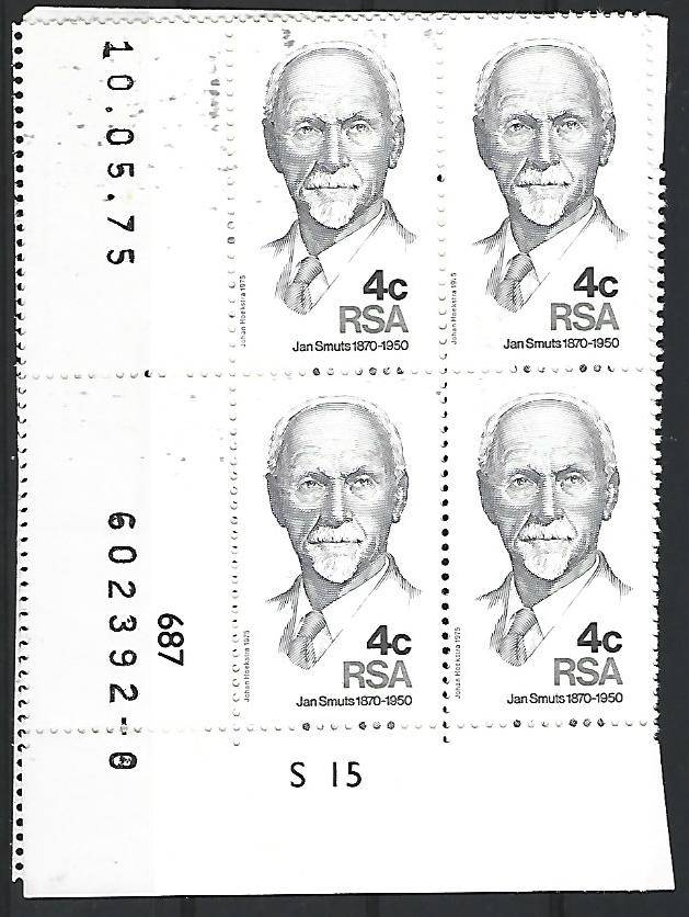 RSA- SACC 383 - Smuts - Variety - 4c moved to the left