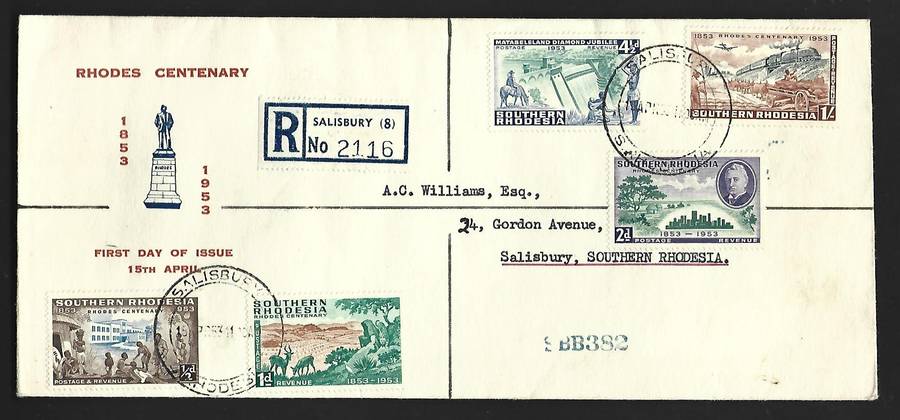 Southern Rhodesia FDC - Centenary of Cecil Rhodes  15/04/1953