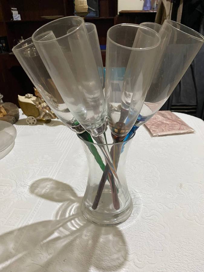 Set of champagne glasses with stacked bouquet design - Secondhand