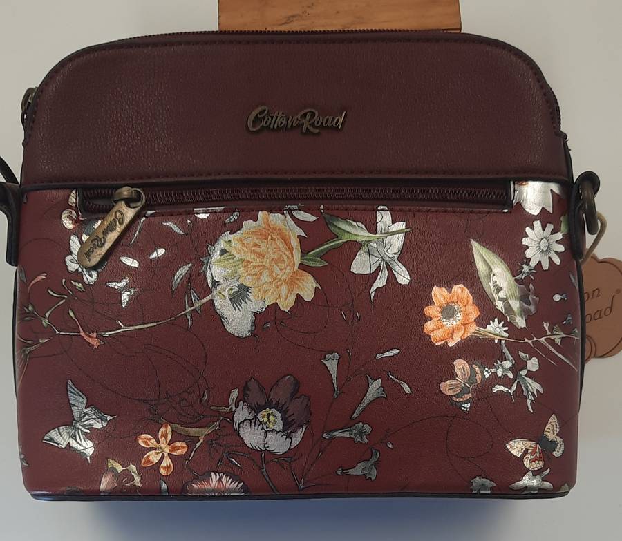 COTTON ROAD SHOULDER SLING BAG!! RED WITH FLOWER DESIGN!!@@ A GREAT BAG@@