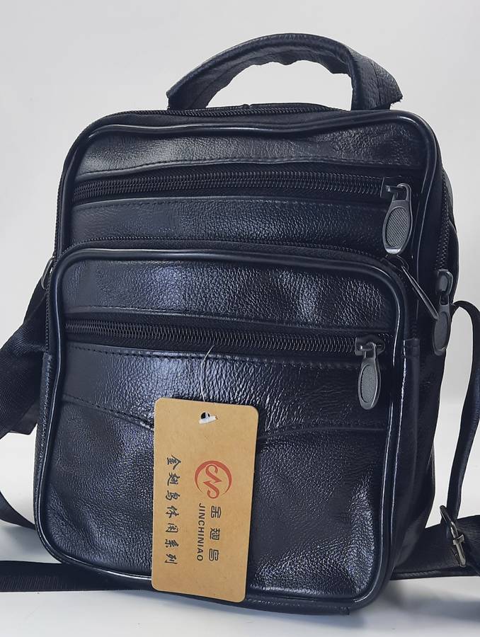 Genuine Cowhide Leather Men's/Ladies Unisex Crossbody Shoulder Bag with Adjustable Strap.