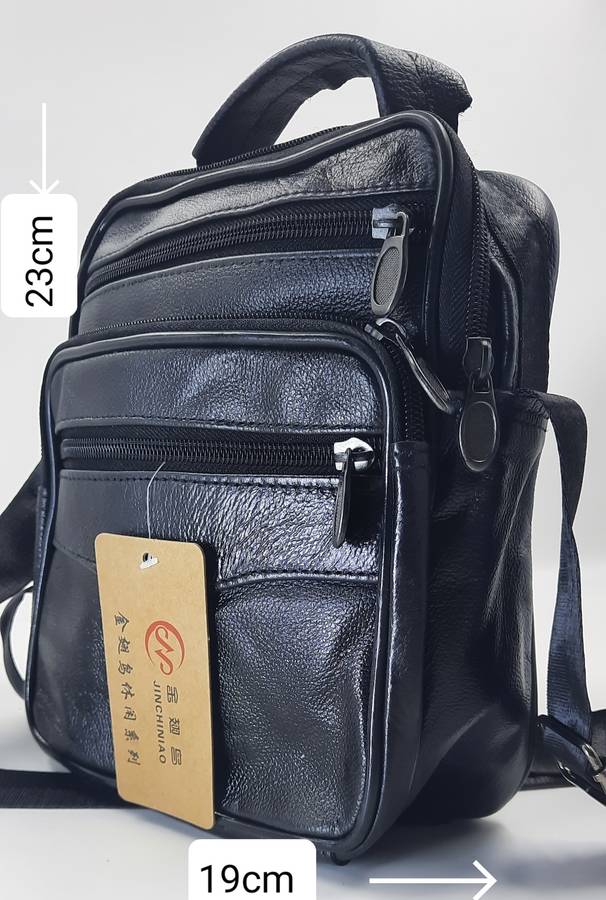 Genuine Cowhide Leather Men's/Ladies Unisex Crossbody Shoulder Bag with Adjustable Strap.
