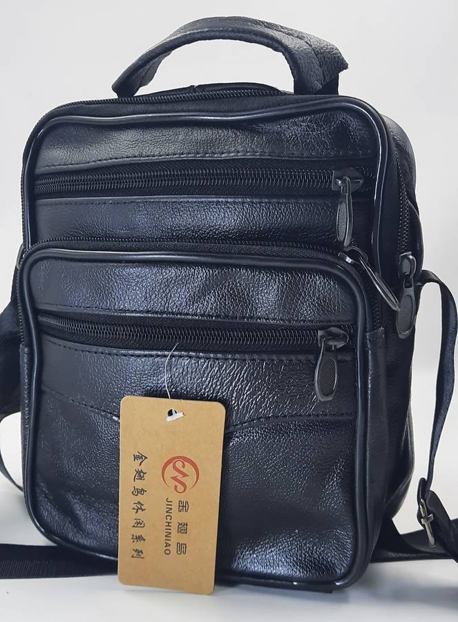 Genuine Cowhide Leather Men's/Ladies Unisex Crossbody Shoulder Bag with Adjustable Strap.