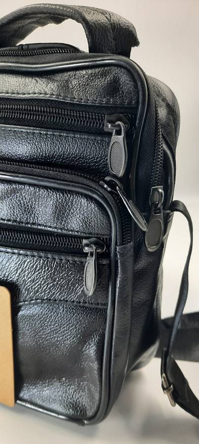Genuine Cowhide Leather Men's/Ladies Unisex Crossbody Shoulder Bag with Adjustable Strap.