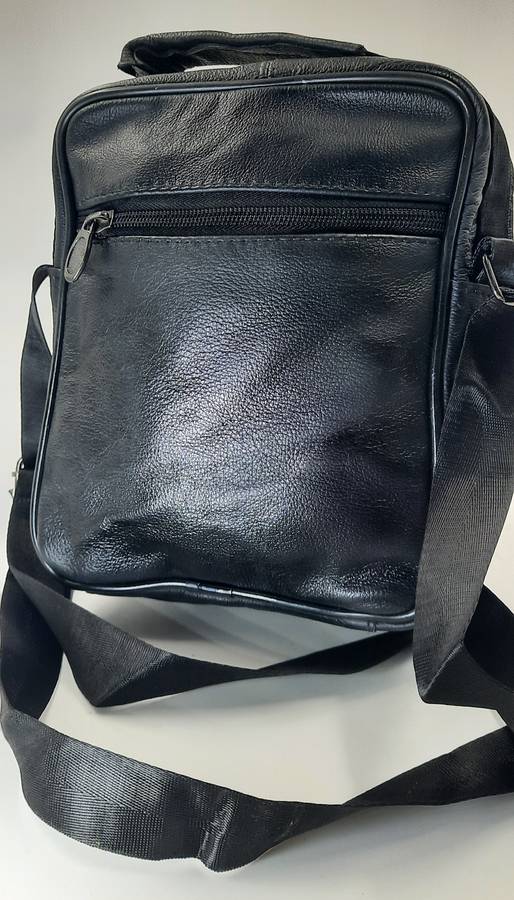 Genuine Cowhide Leather Men's/Ladies Unisex Crossbody Shoulder Bag with Adjustable Strap.
