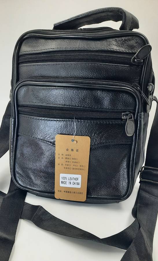 Genuine Cowhide Leather Men's/Ladies Unisex Crossbody Shoulder Bag with Adjustable Strap.