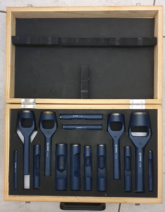 Groz Hollow Punch and Wad Punch Set, 14 Piece HPL/14M-ST