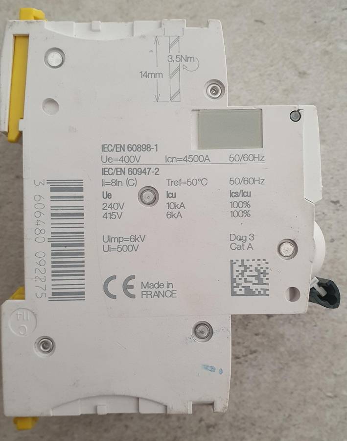Schneider Electric Acti 9 IC60a MCB, 2P, 63A, Type AC
