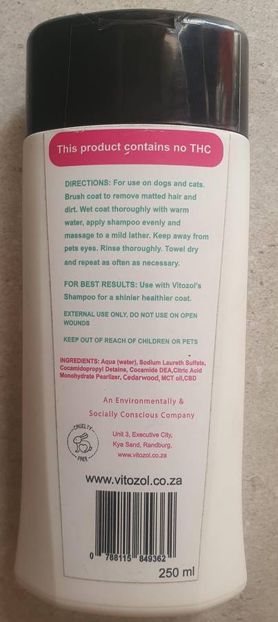 Vitozol CBD Shampoo for Pets 250mg CBD 250ml