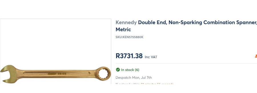 Kennedy Double End, Non-Sparking Combination Spanner, 27mm, Metric