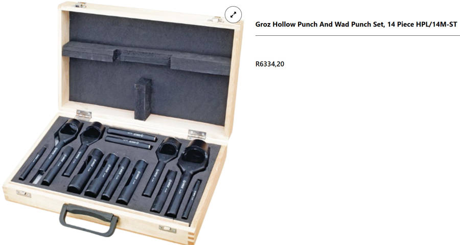 Groz Hollow Punch and Wad Punch Set, 14 Piece HPL/14M-ST